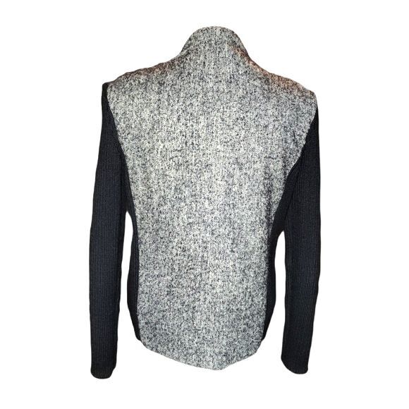 Gianfranco Ferre Studio Gray Tweed & Black Knit Full Zip Sweater Jacket Size 4 - Picture 2 of 9